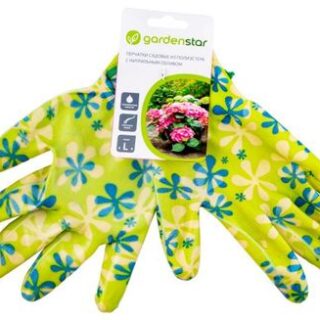 Перчатки садовые Garden Star из полиэстера с нитрильным обливом зеленые, р L