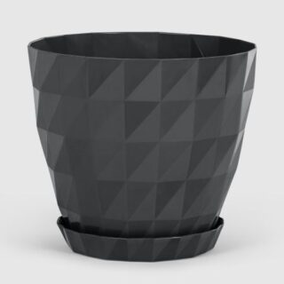Горшок с поддоном Serinova Crystal 13,5x13,5 см антрацит